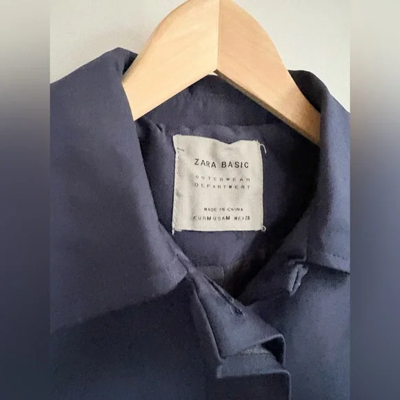 Zara Basic Spring Navy Coat – Size M - Picture 3 of 5